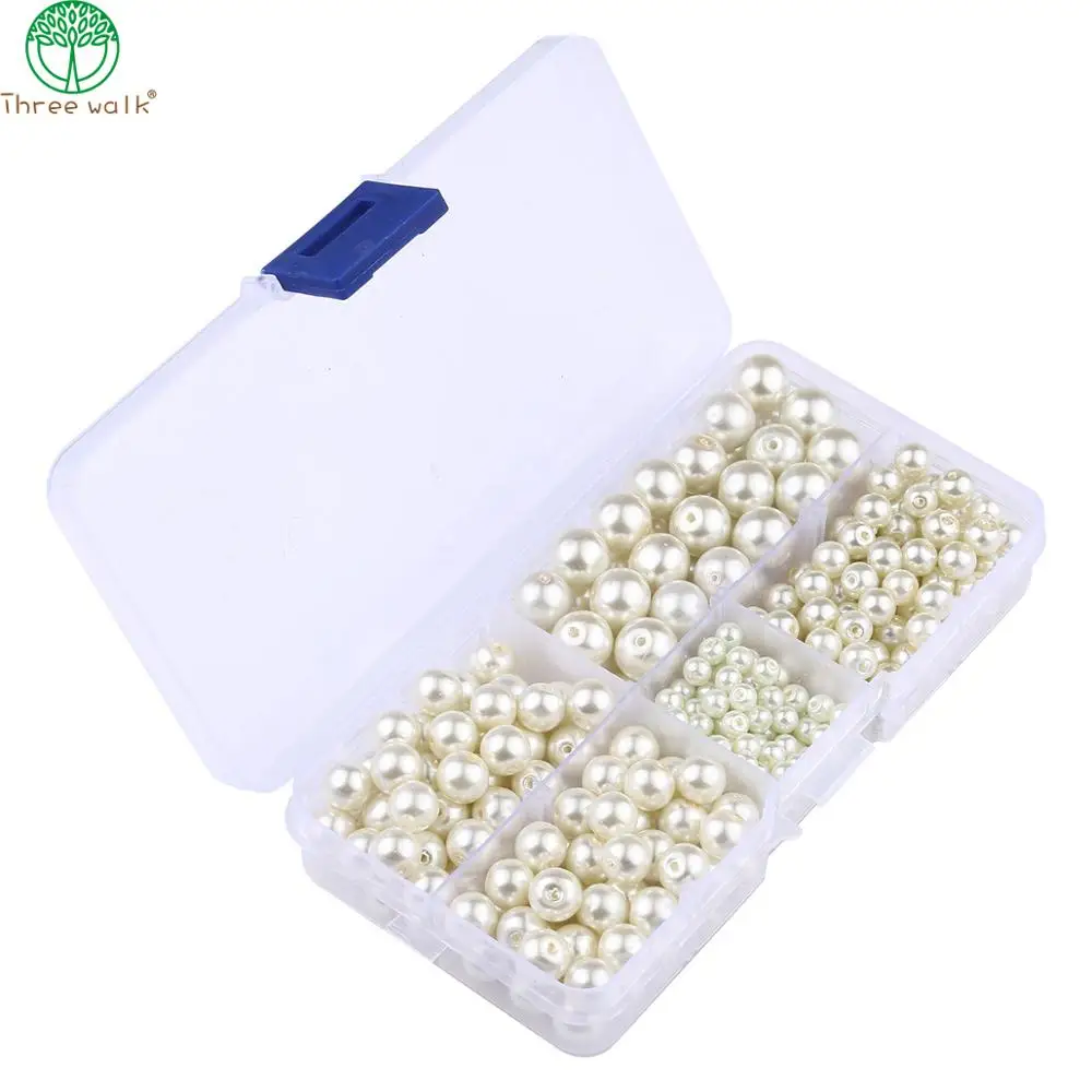 

White Ivory 6 8 10mm Round Imitation ABS Pearl Beads Set 340pcs For Craft Scrapbook Decoration DIY Sewing Craft Supplies