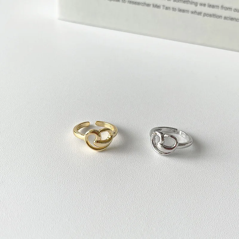 

Новинка 2021, корейские модные геометрические кольца в форме сердца для женщин и мужчин, Золотое сердце, оптовая продажа