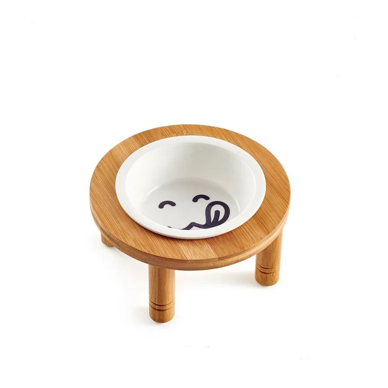 

Cat Dog Bowls Stand ceramic Bowls cats Dogs drinking water food bowl standing ceramic bowls Bamboo Elevated small pet MJ81805