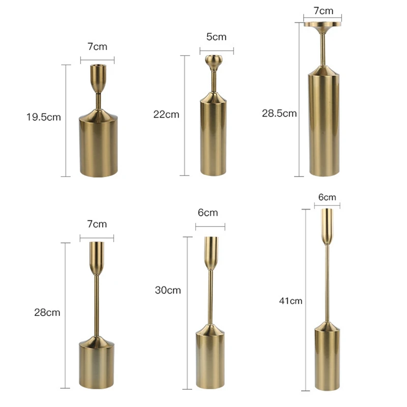 Упаковка из 6 легких роскошных золотых подсвечников с металлическим покрытием |
