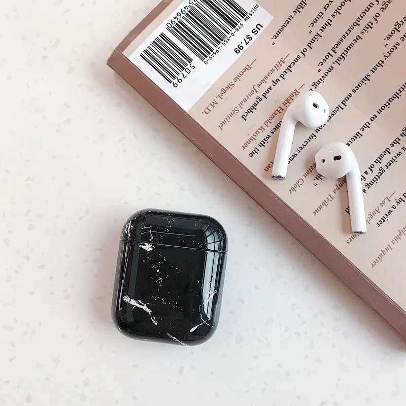 Для гарнитура для Airpods протектор противоударный Мраморный Узор Жесткий чехол Чехол для зарядки наушники чехол s для Airpods 1st 2nd сумка