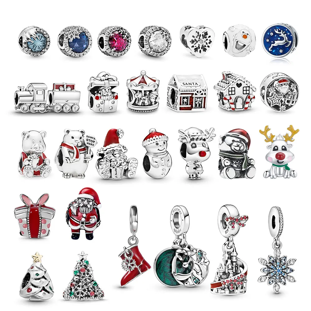 

925 Sterling Silver Winter Princess Dress Dangle Charm White Enamel Snowman Pendant Charm fit for Original PanBrand Bracelet