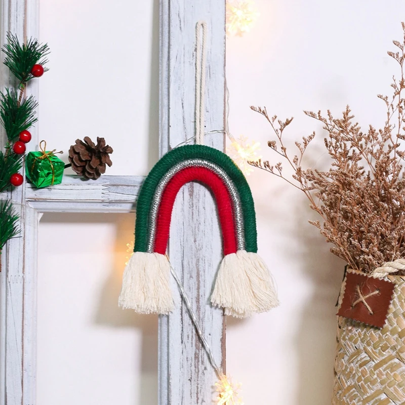 

3 Lines Macrame Tapestry Rainbow Wall Hanging Ornaments Hand-woven Decoration