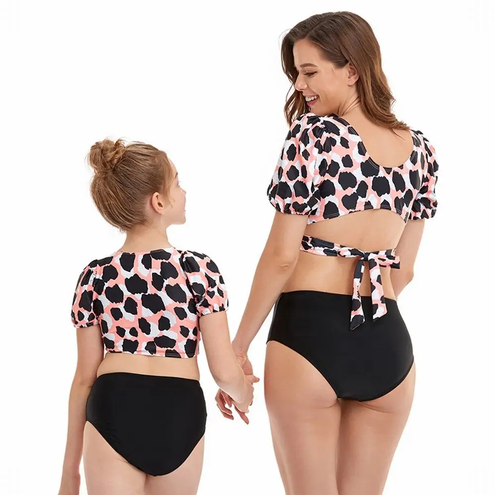 

2021 Floral Printed Hem Bikini Set Women Flora V-Neck High-Waisted Two Piece Swimsuit Girl Beach Bathing Suit Swimwear Biquinis