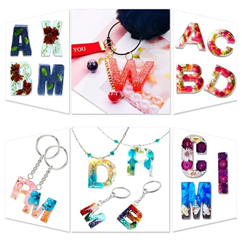

1 Set Crystal Epoxy Resin Mold Alphabet Letter Number Key Pendant Casting Silicone Mould DIY Craft Jewelry Keychain Tool