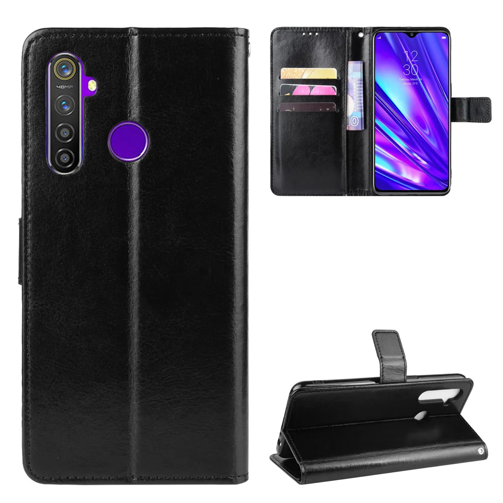 Чехол Realme 5i чехол-книжка из искусственной кожи с кошельком 5 защитный подставкой