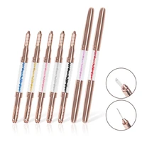 1pcs rose gold manual double crystal acrylic tattoo manual pen with cap microblading permanent makeup eyebrow embroidery tools