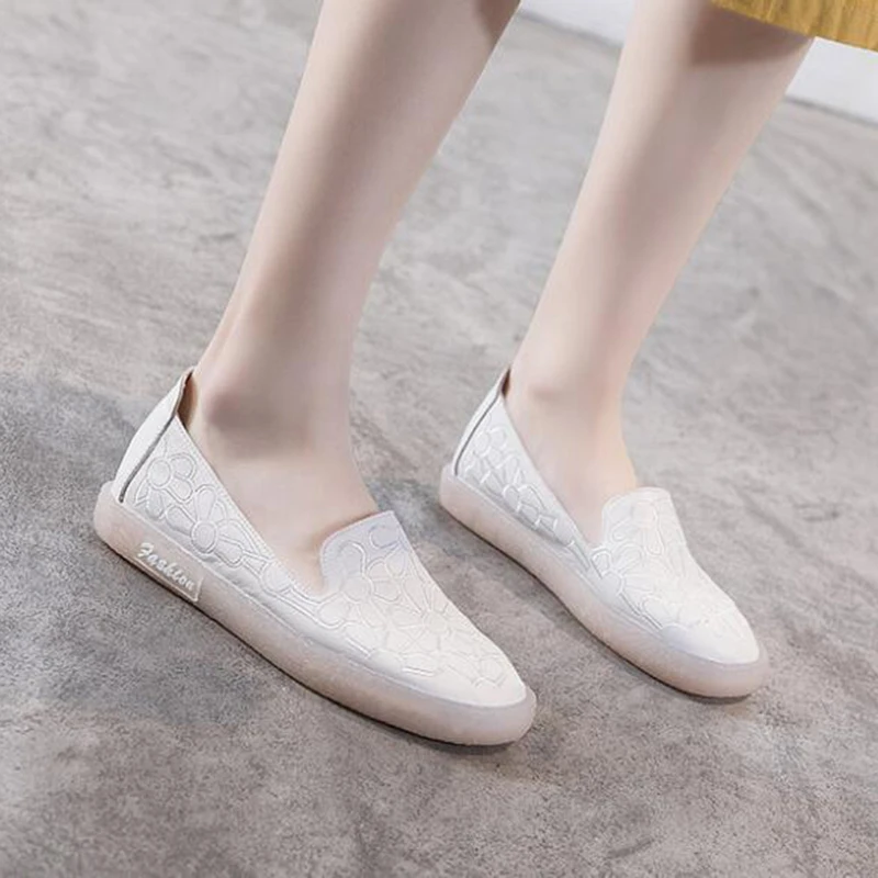 Туфли женские из натуральной кожи прочные легсветильник лоферы с круглым носком