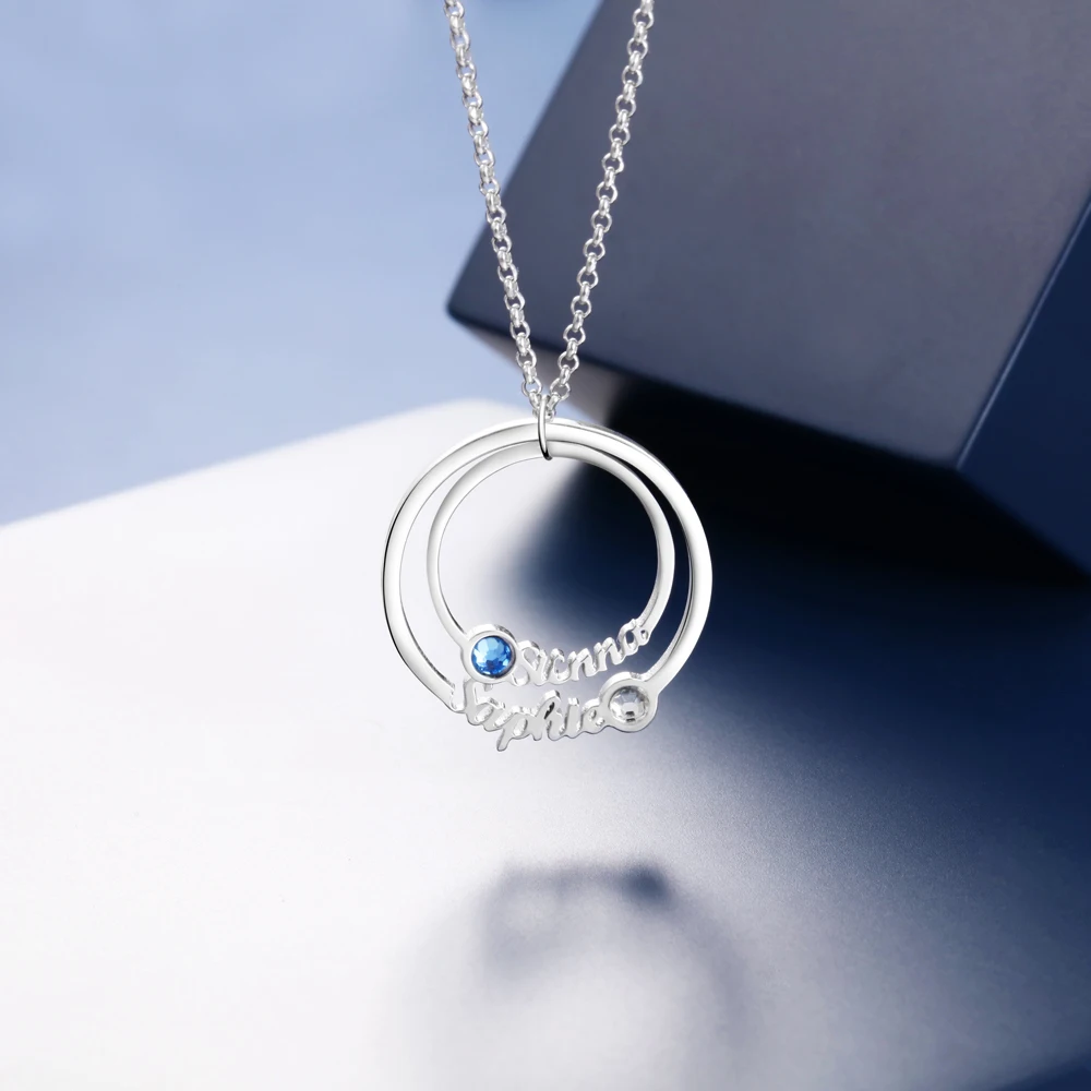 JewelOra 925 пробы серебро персонализированное ожерелье C именем с 2 по месяцу рождения