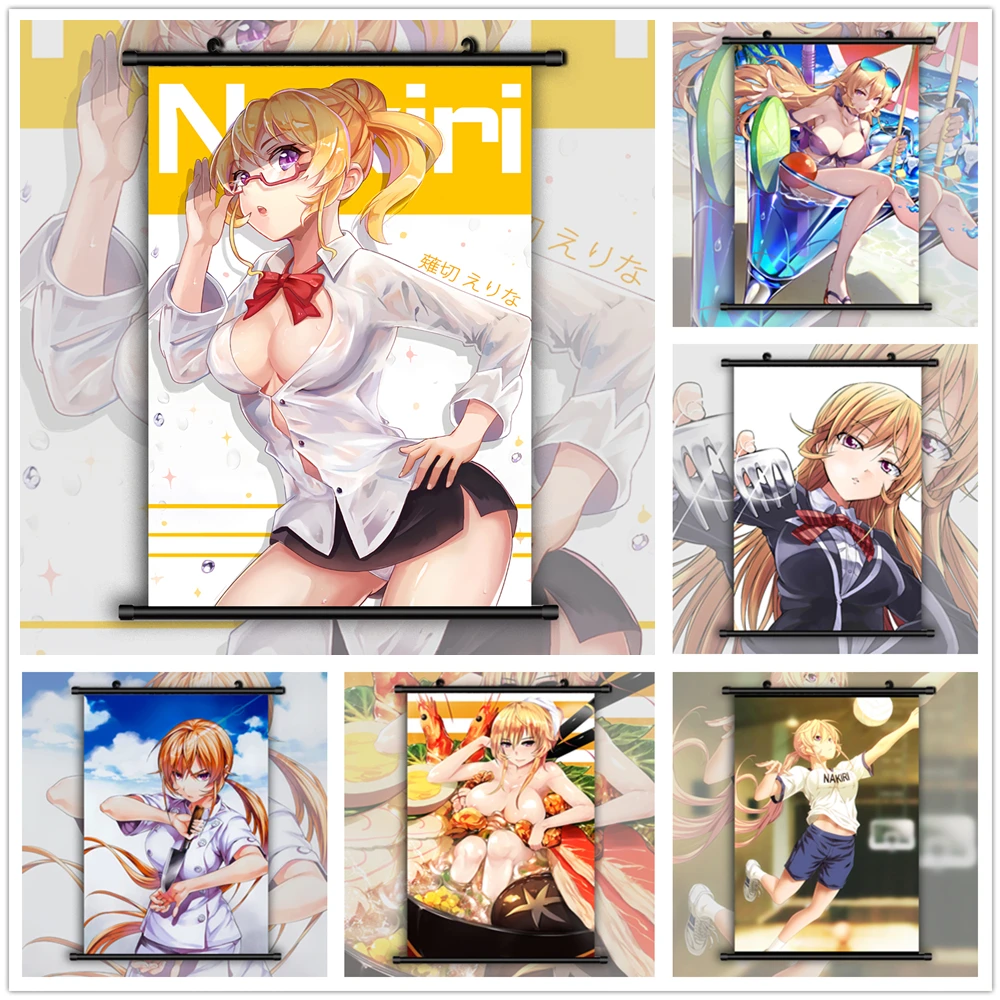 Shokugeki no Soma Nakiri Erina Аниме Манга настенный плакат прокрутка|Рисование и каллиграфия|