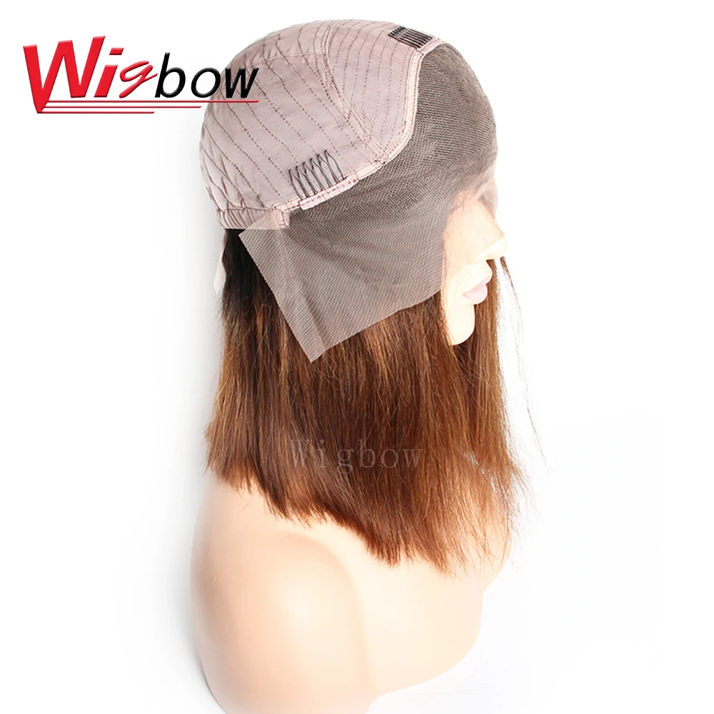 Wigbow OneCut волосы перуанские прямые короткие кружевные передние парики 1B 30 цвет