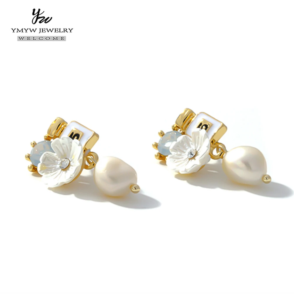 YMYW модные висячие серьги в виде цветка из натуральной раковины роскошные с