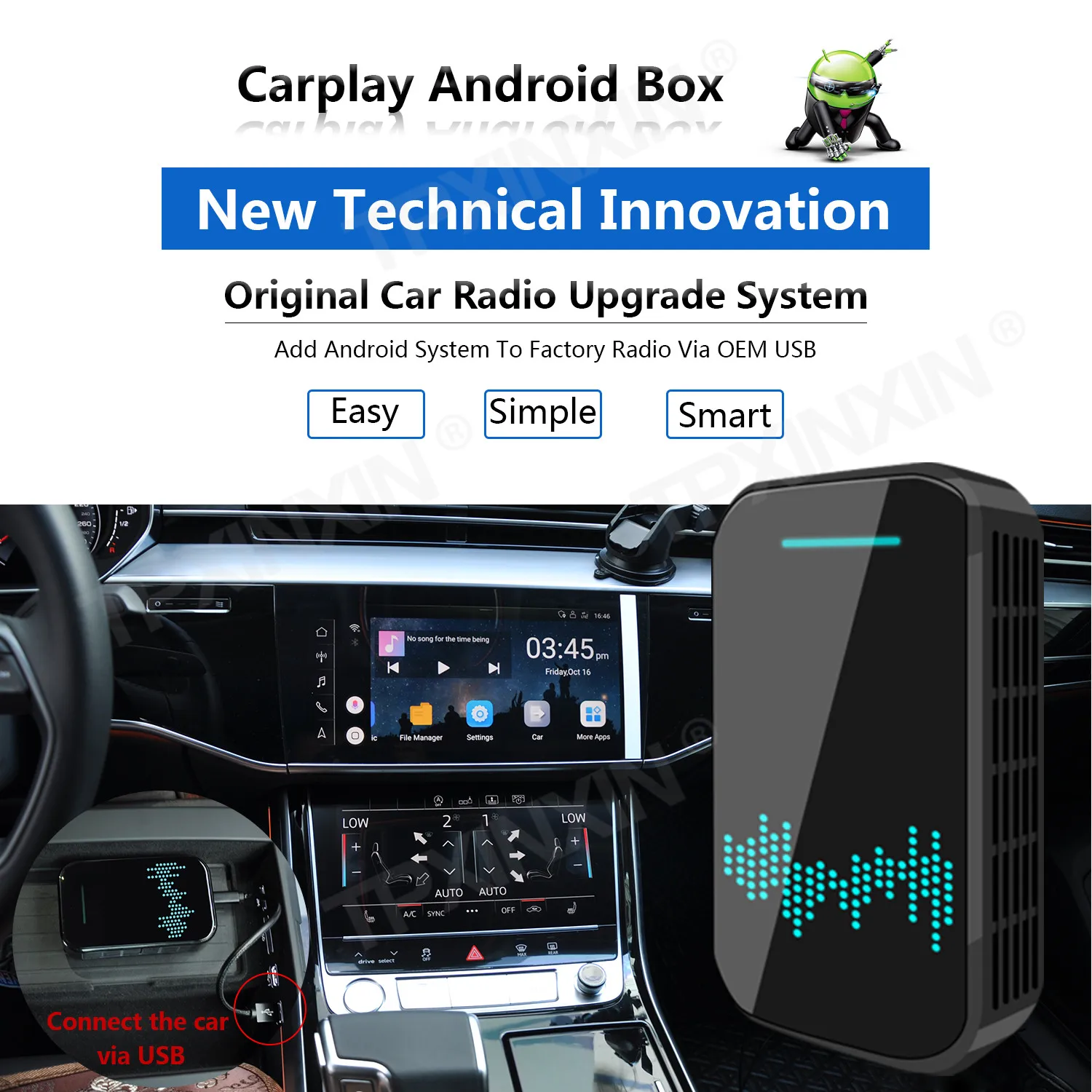 

Приставка Carplay Box TPXINXIN CP-BOX, 2 + 32 ГБ, Универсальная автомобильная система Android, USB