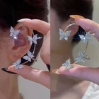 Женские металлические клипсы-бабочки без пирсинга, сверкающие циркониевые клипсы для ушей, ювелирные изделия для вечеринок