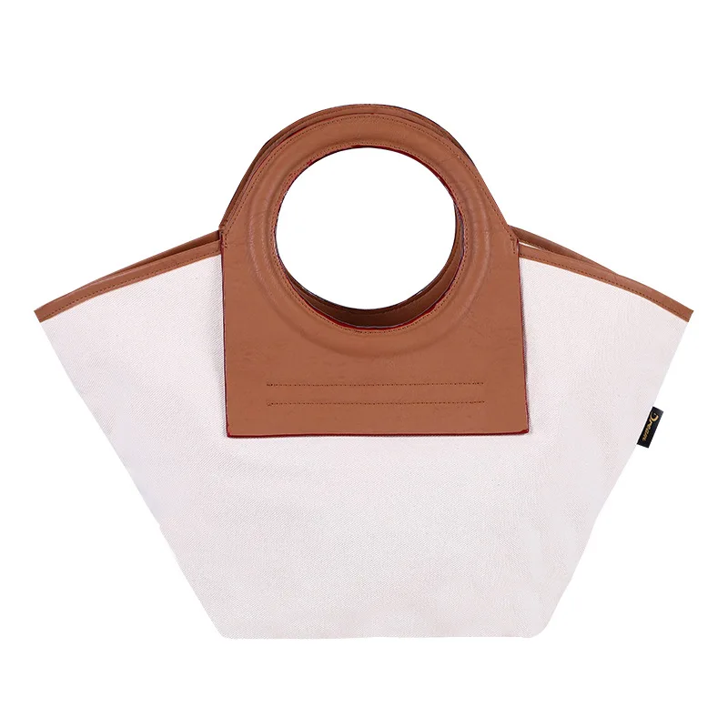 

Women Wooden Ring Handbag Tote Bag Korean Shell Bag Magnetic Buckle Large Capacity Canvas PU Leather Handbag brand handbags