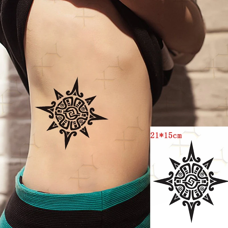 

Waterproof Temporary Tattoo Sticker Black Pattern Totem Mandala Fake Tattos Flash Tatoo Body Arm Big Size Art for Men Women