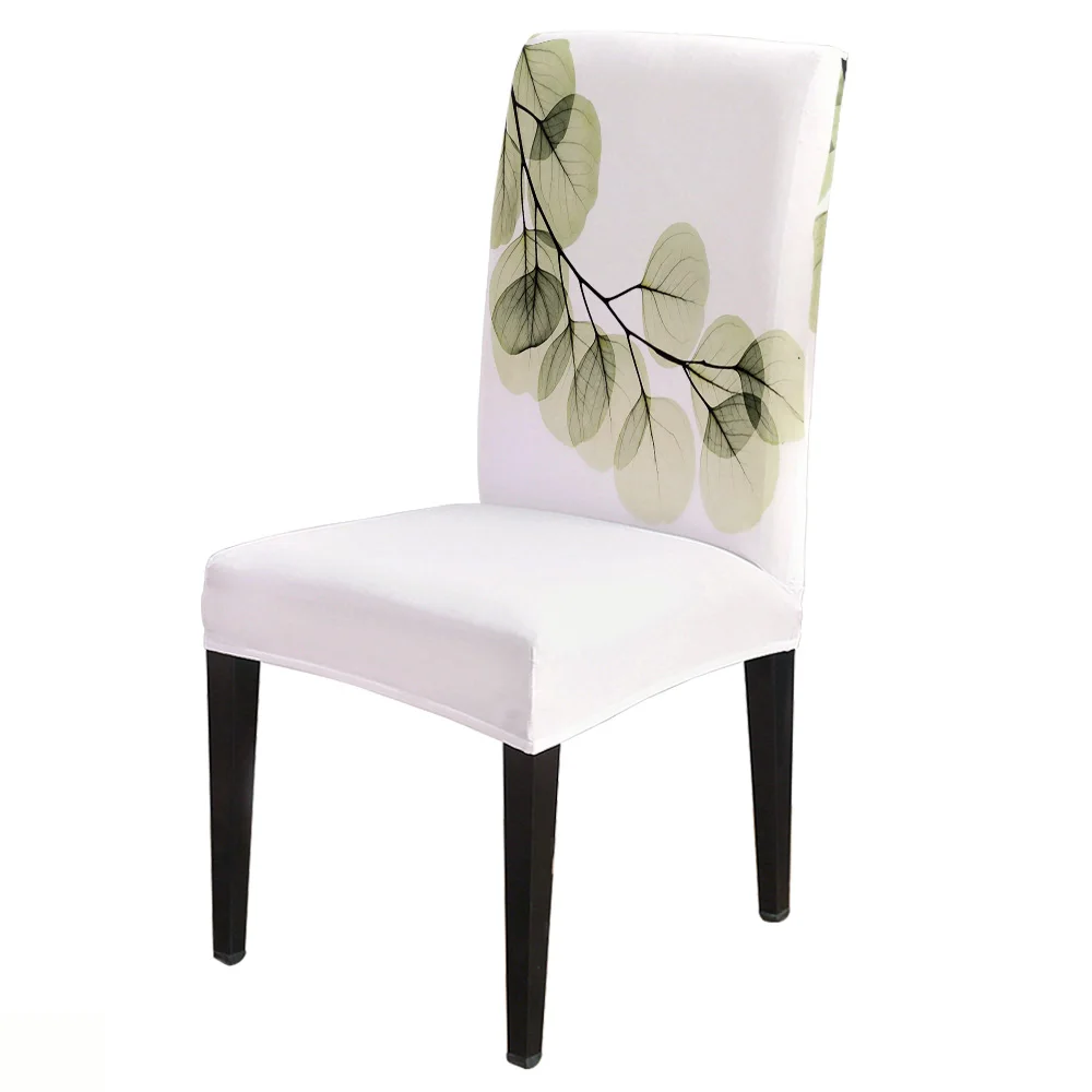 

Чехол на стул из спандекса, с зелеными листьями, с ветками, простой чехол для кресла для дома Декор для отеля, свадьбы, чехол для обеденного с...