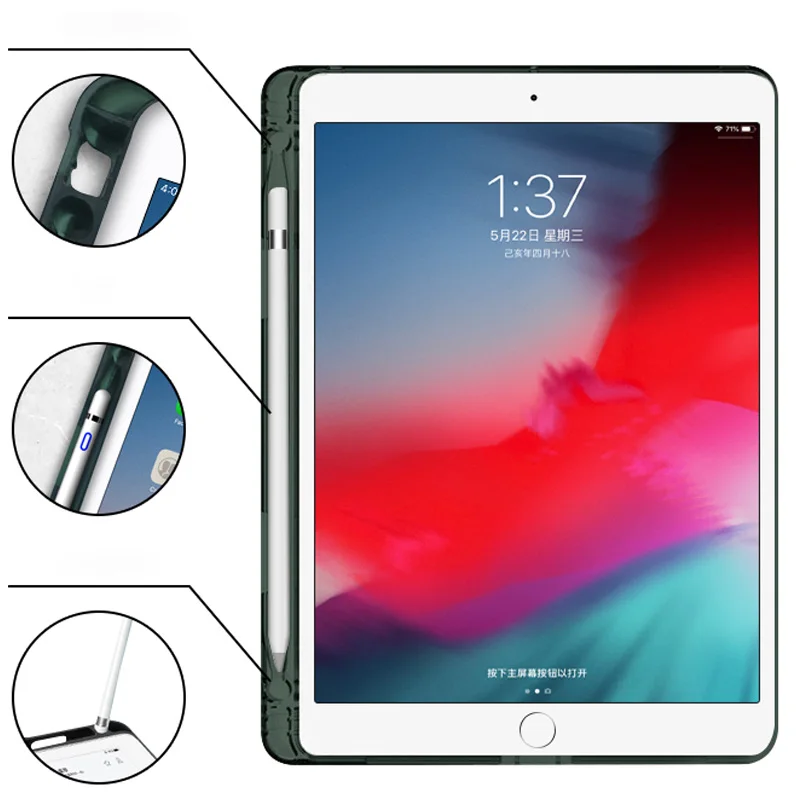 Чехол для iPad 10 2 Pro 5 дюйма Air 3 новый чехол с держателем карандаша из искусственной