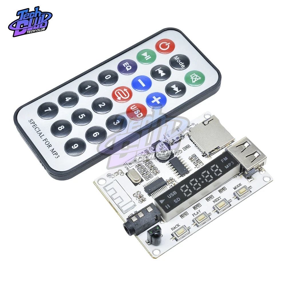 Цифровой светодиодный беспроводной Bluetooth FM MP3 декодирующая плата TF Micro SD карта