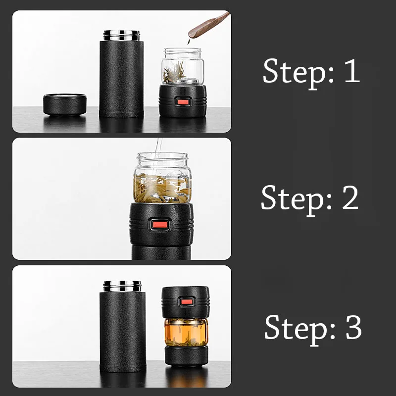 Curge 580ml Tea Bottle 316 Stainless steel Insulation Cup With Glass Separation Water | Дом и сад