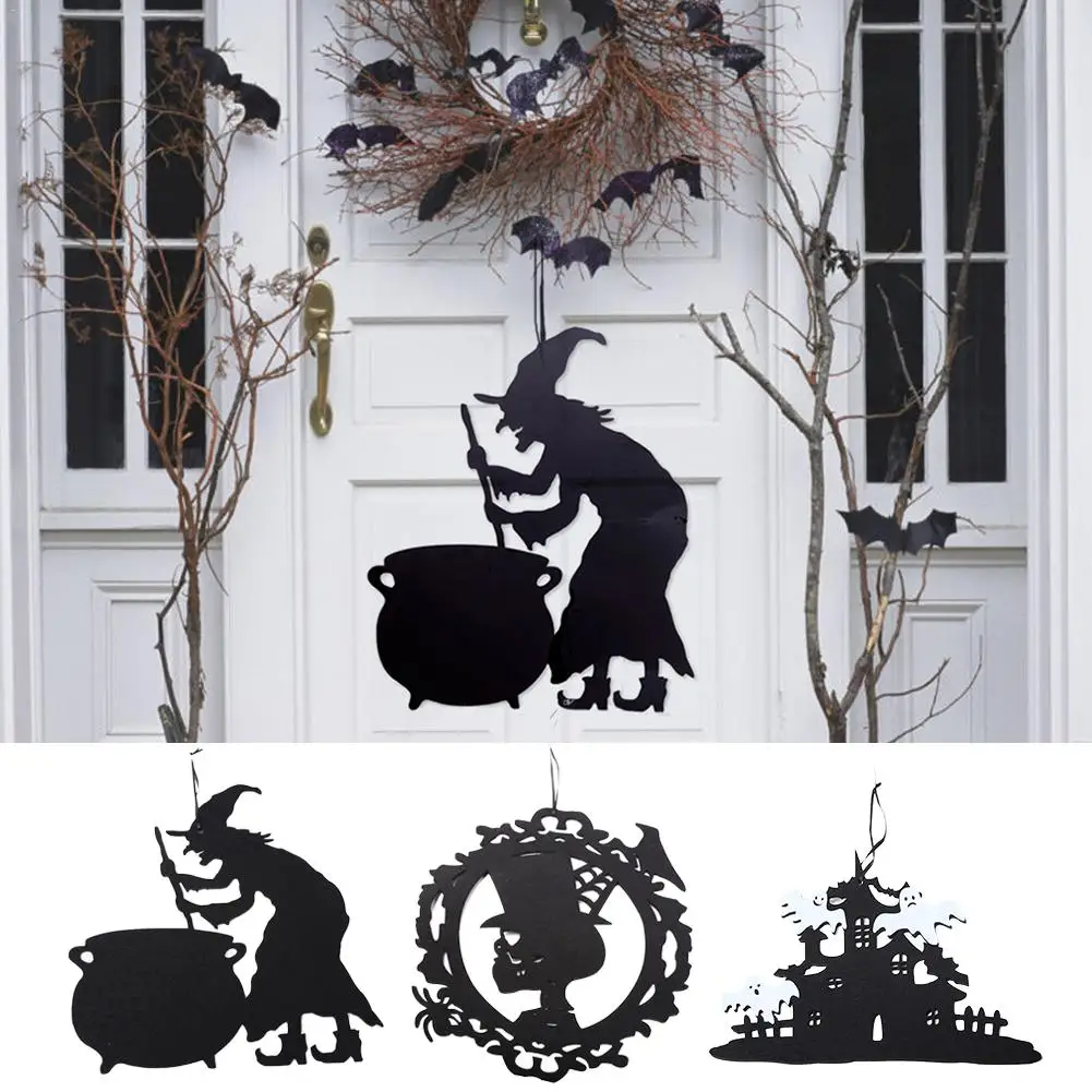 Складной дверной кулон на Хэллоуин нетканый материал Голова ведьмы призрак дом с