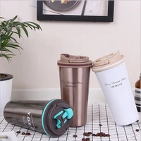 500 ml double stainless steel 304 coffee cup leak proof vacuum cup european style portable car sports water cup for gifts