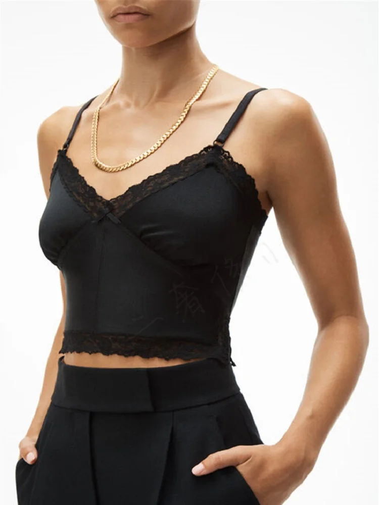 Big-name summer women's cotton lace sexy cropped dress double shoulders vest 2021New women's fashion strapless tops T-shirts XL