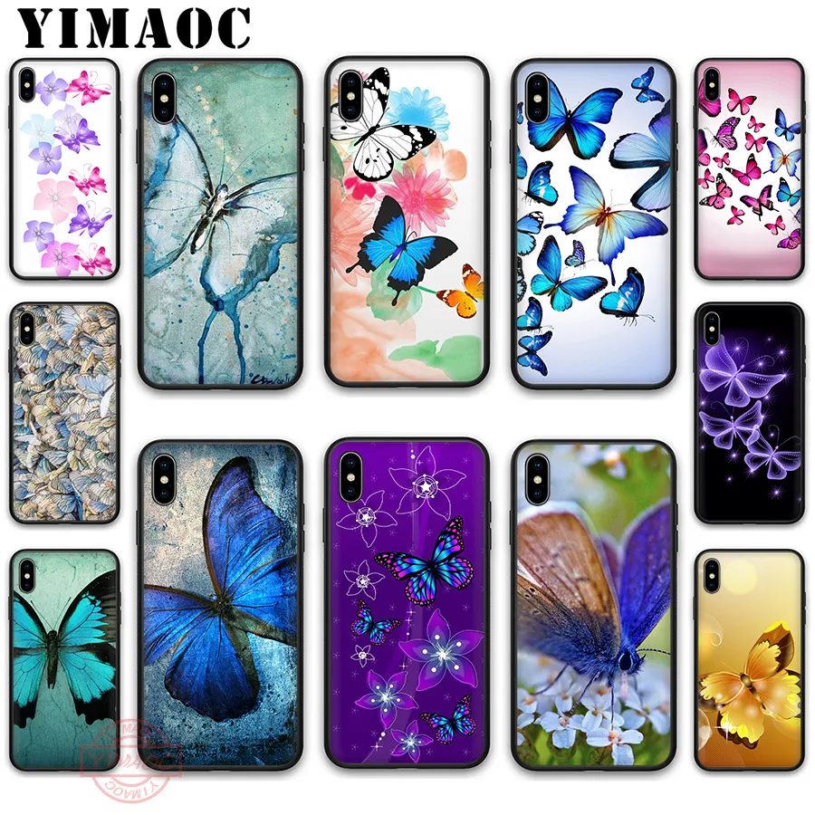 YIMAOC Butterfly Colorful Drawing Art Soft Silicone Case Cover for iPhone 5 5S SE 6 6S 7 8 Plus X XS XR 11 Pro Max Back Shell | Мобильные