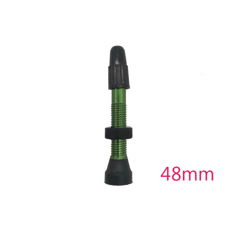 green 48mm 1 шт. велосипедный клапан для бескамерных шин дорожный велосипед MTB бескамерный Клапан 48 мм 60 мм алюминиевый сплав без трубки presta клапан - Цвет: green 48mm