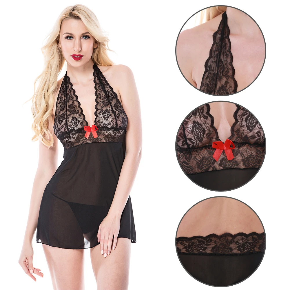 Порно женская ночная сорочка с глубоким V образным вырезом Кружевная комбинация