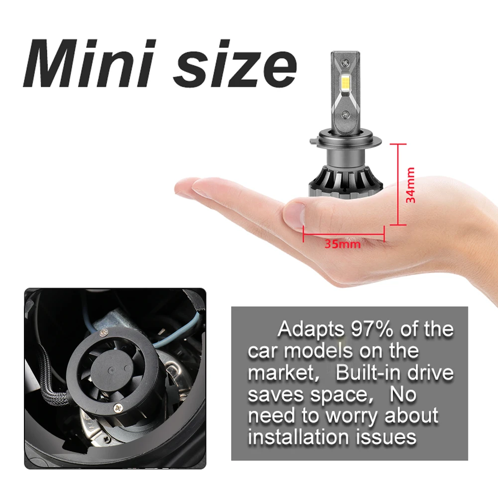 Мини CSP H4 светодиодный H7 led canbus Автомобильные светодиодные фары H1 H11 H3 H27 880 9005 9006 50