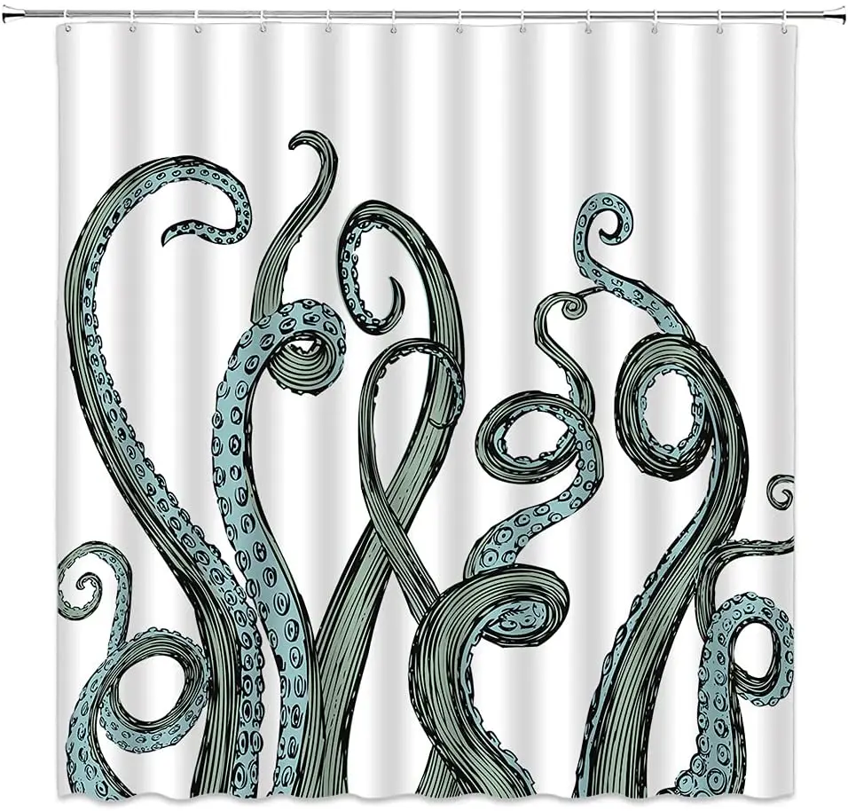 Занавеска для душа Осьминог в стиле ретро |