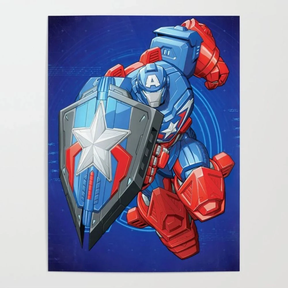 

Watercolor Picture Marvel Movie Avengers Captain America Superhero Anime Poster Canvas Painting Print for Boy Bedroom Wall Decor