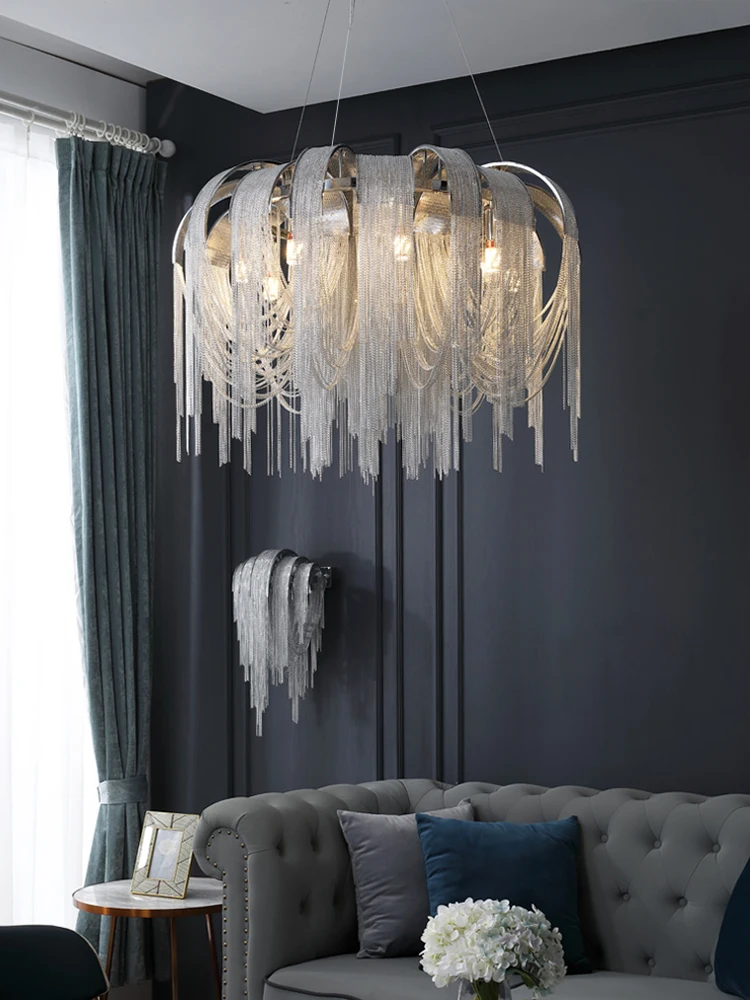 

Light luxury tassel chandelier post modern living room dining room bedroom hotel villa chandelier