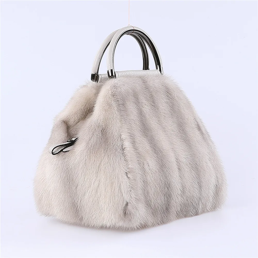New Arrival Tote Women Handbag New Fashion Plush Bag Real Mink Fur Bag