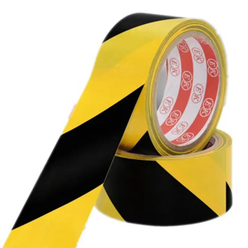 

High Strength Adhesive Sticker Black Yellow Safety Warning Floor Tape for Social Distancing 4.5cm x 16m