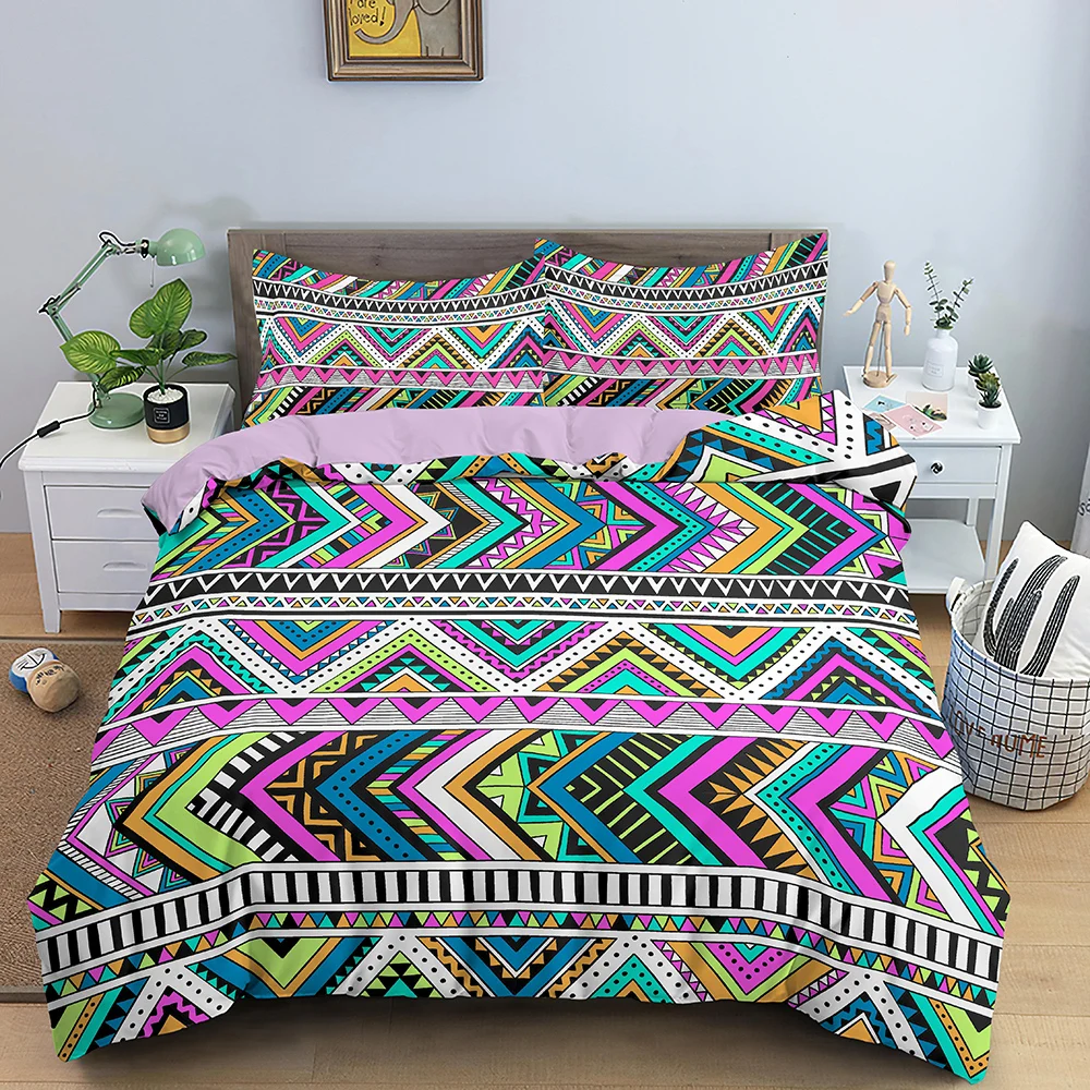 

3D Print Duvet Cover Geometric Lines Pattern Bedding Set Decorative Microfiber Polyester Comforter Cover Print with Pillow Case