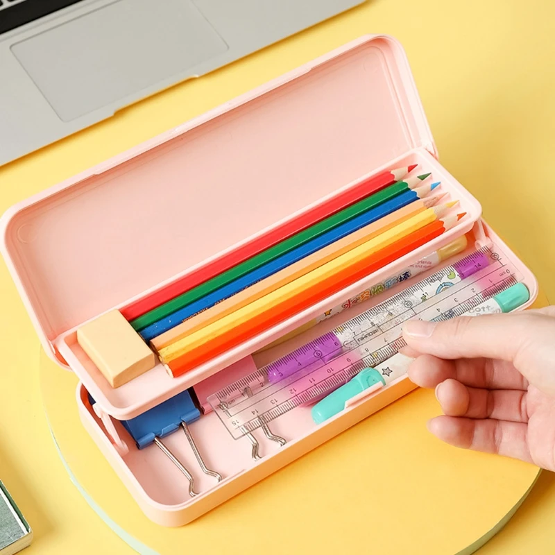 

Double Layer Pencil Box Large Capacity Pen Box Storage Stationery School Office Supplies Kids Students Gift