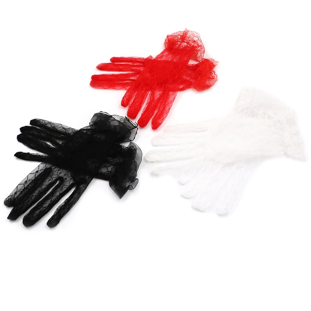 

1PAIR Sexy Lace Short Bridal Full Gloves Wedding Evening Party Pageant Gloves