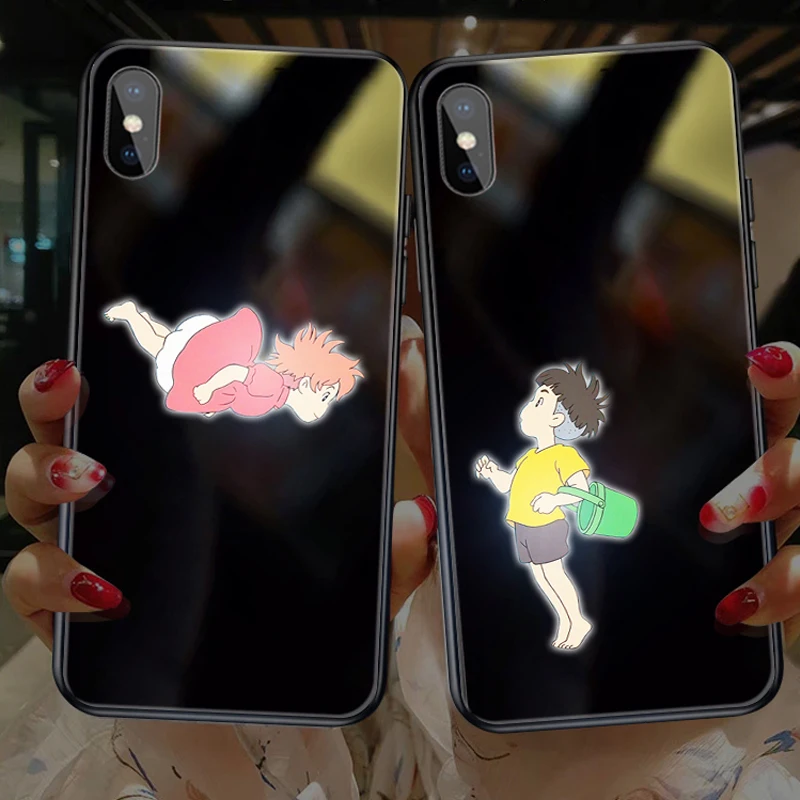 Умный светодиодный светящийся чехол для телефона iPhone XR XS MAX Funda милый мультяшный