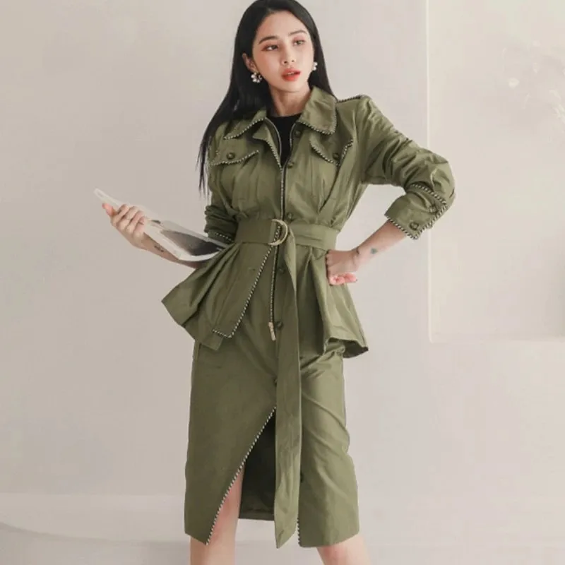 

Винтажная ветровка ZAWFL, жакет, юбка, женский костюм, осень 2020, новый костюм из двух предметов, Западная мода, Женское пальто, платье, юбка, комп...