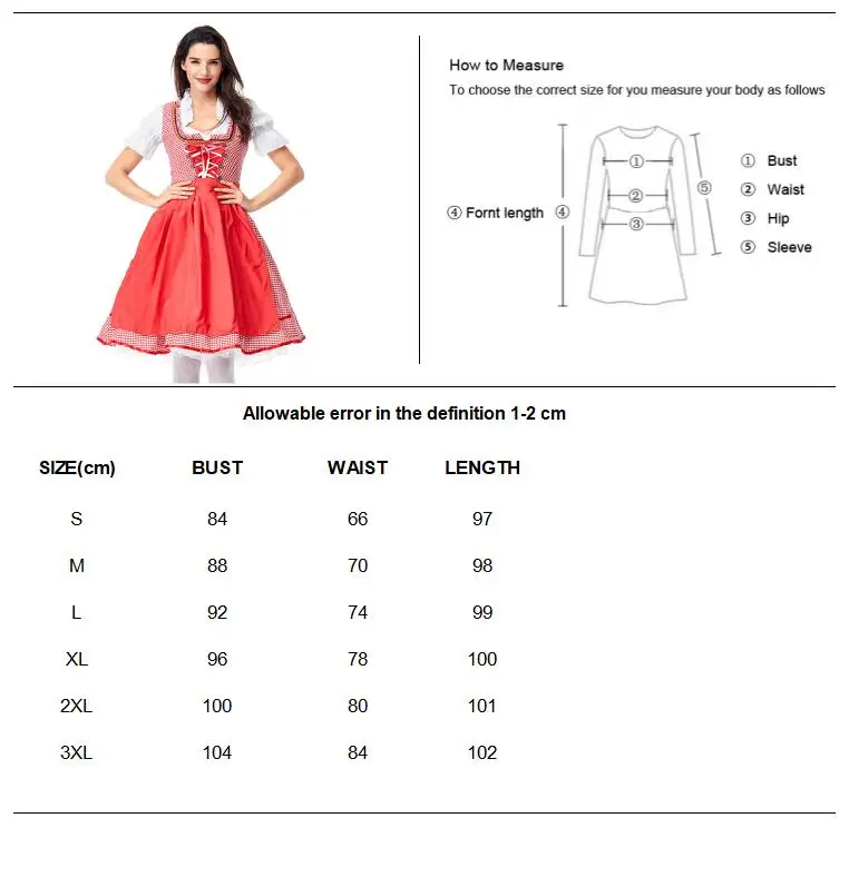 Размеры S-3XL Октоберфест Dirndl официантка в пивном баре взрослый костюм Для женщин