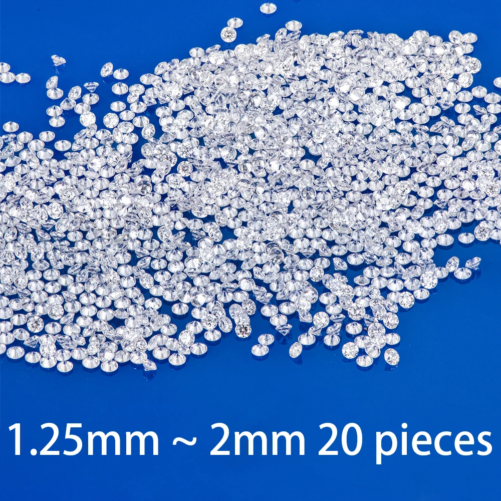 

1.25mm ~ 2mm 20 Pieces DEF VVS VS SI Synthetic HPHT Lab Grown Melee Diamonds Loose