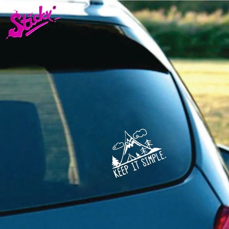 Липкий красивая наклейка с автомобилем отдых в горах держать его простым на