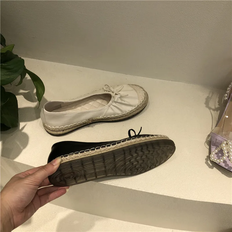 

Bow-Knot Elegant All-Match Korean Shoes Casual Female Sneakers Clogs Platform Dress Flats Women Round Toe Butterfly 2021 Summer