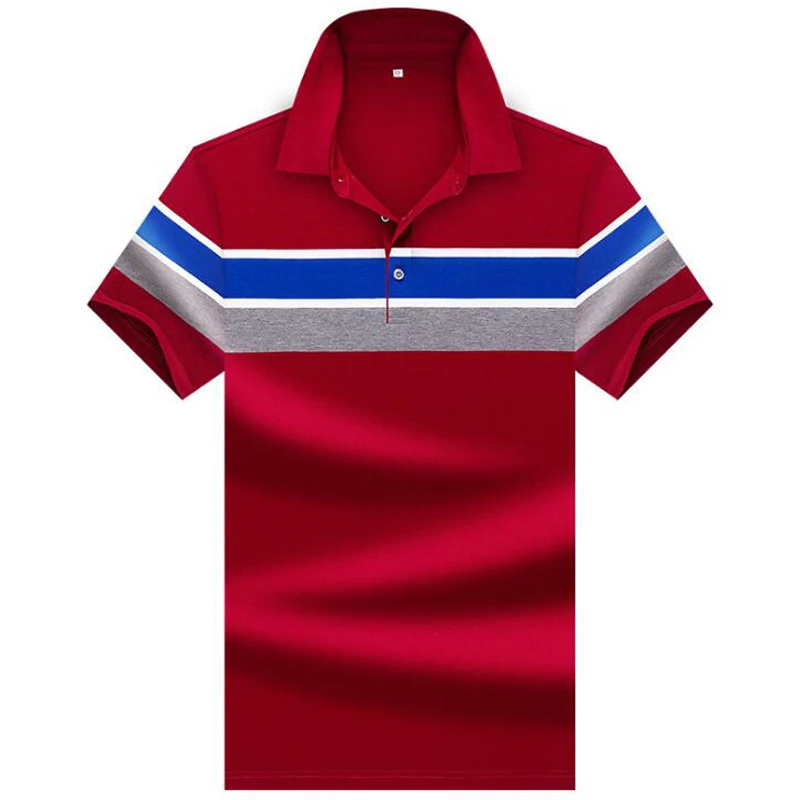 Рубашка поло мужская в полоску хлопок короткий рукав Повседневная Деловая