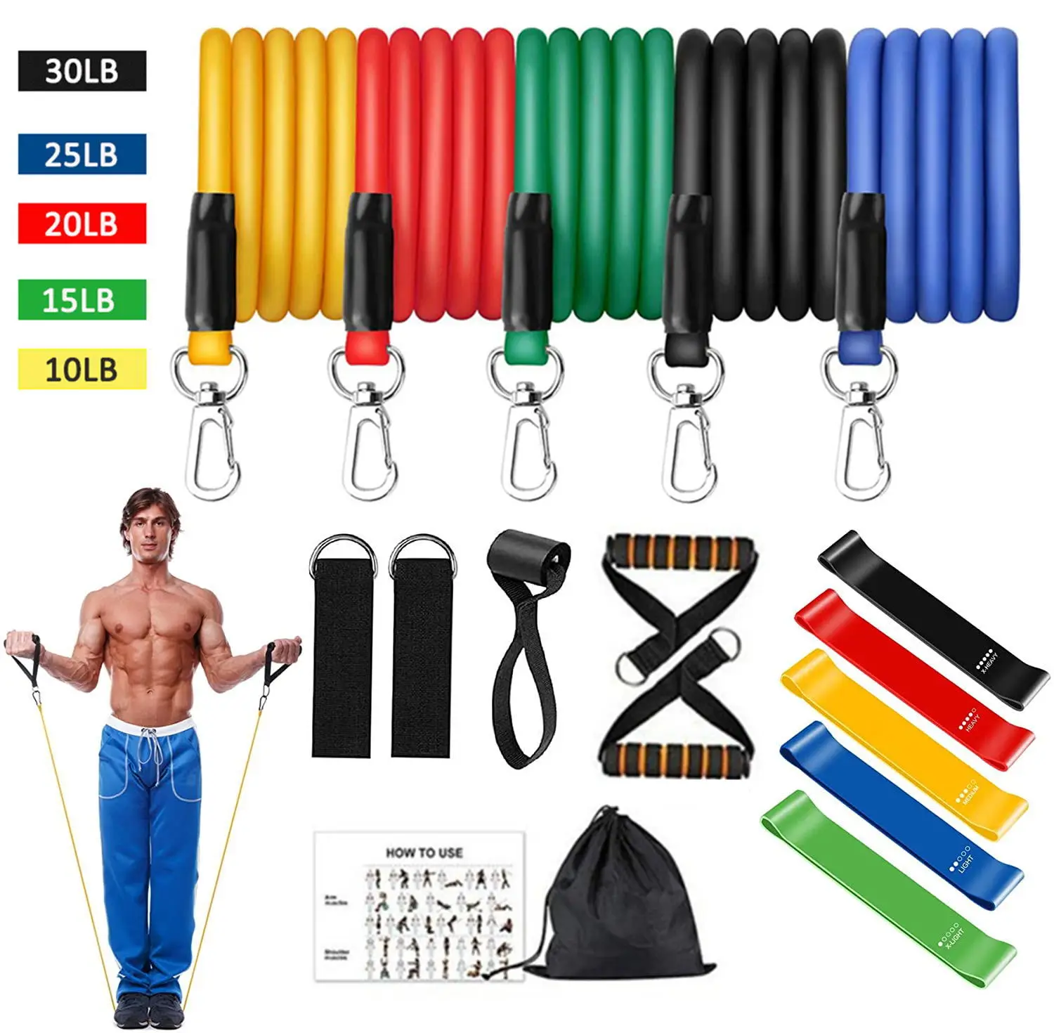

11/16 Pcs Fitness Resistance Tube Rubber Band Yoga Gym Stretch Pull Rope Exercise Training Expander Gymnastics Workout Gear Set