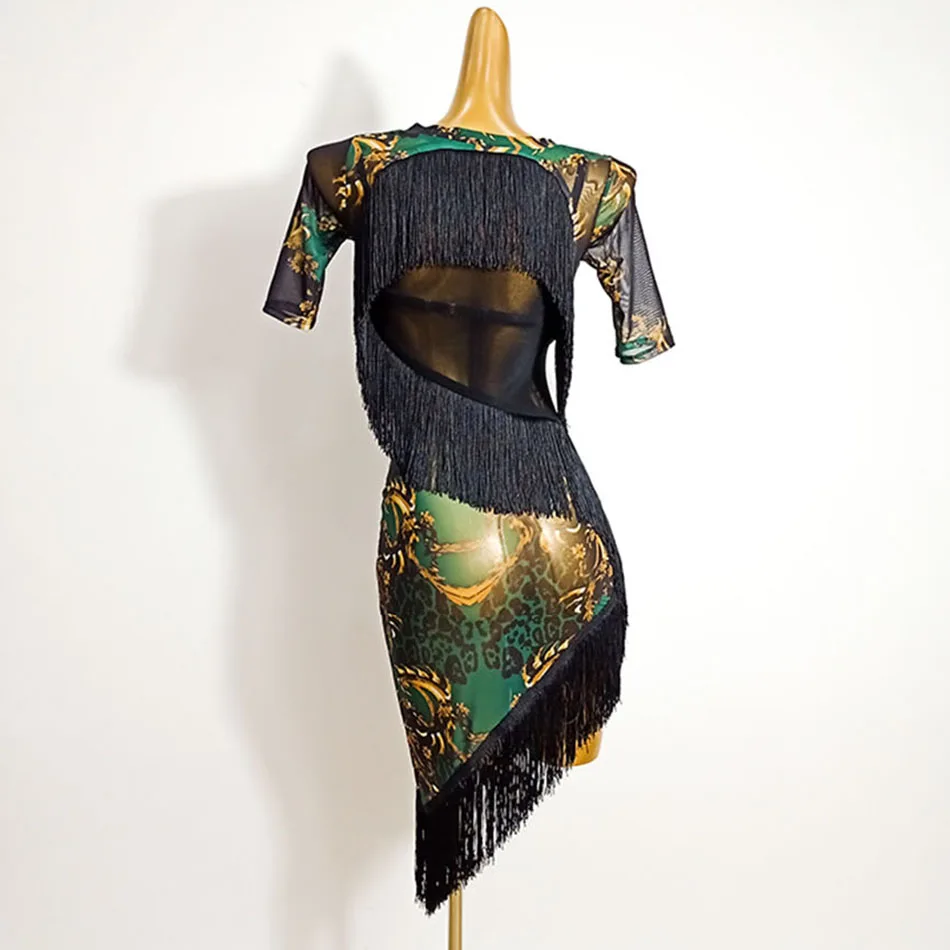 Женское платье для латиноамериканских танцев с бахромой Цветочная яркая