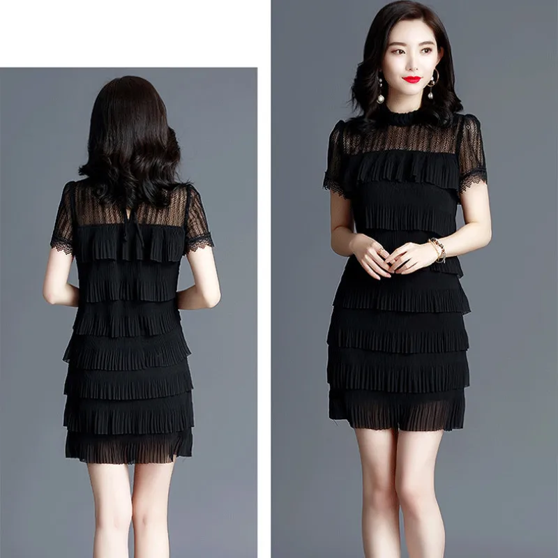 2020 летнее сексуальное черное кружевное платье корейское винтажное элегантное