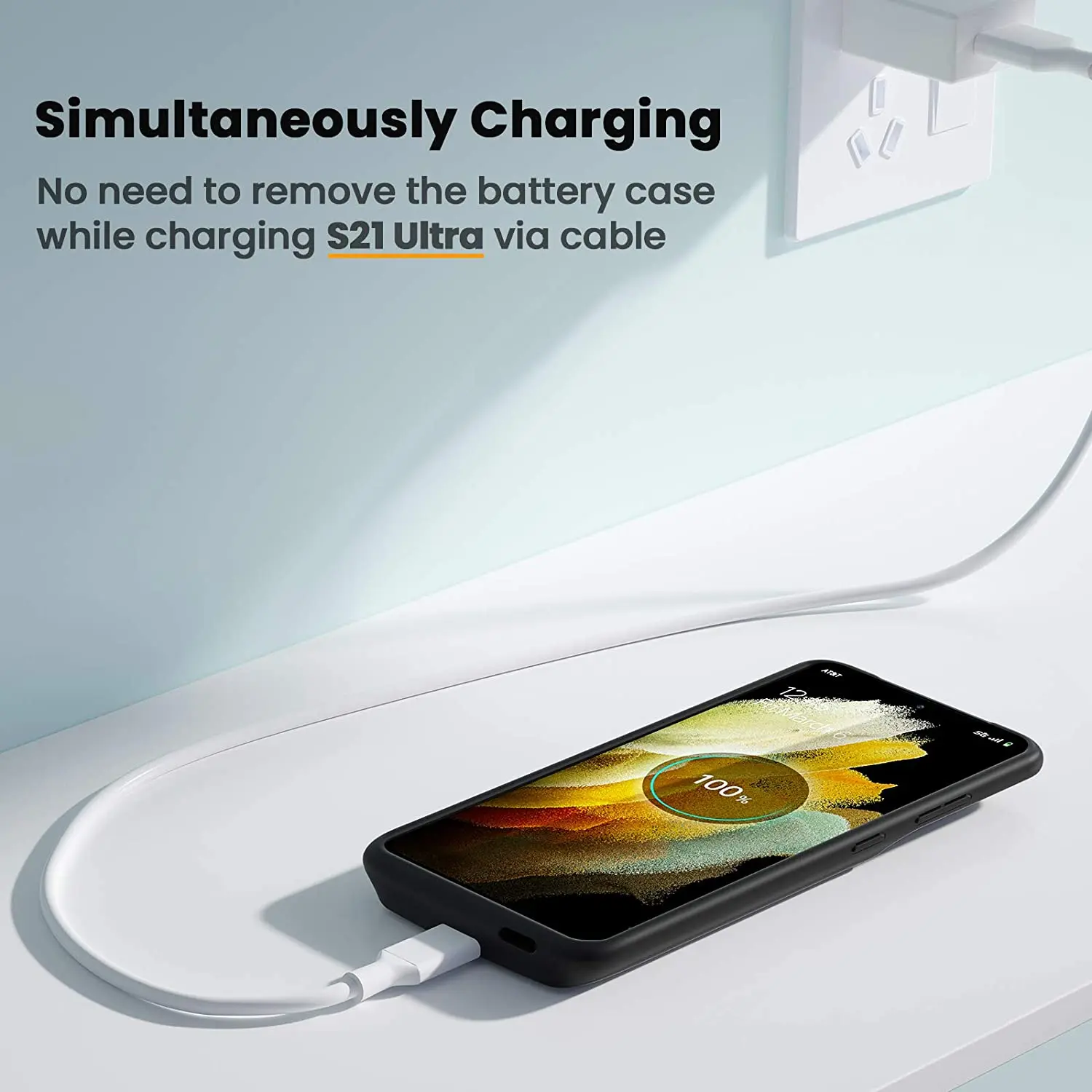 Чехол с аккумулятором NEWDERY для Galaxy S21 Ultra чехол беспроводной зарядкой Qi внешним 4700